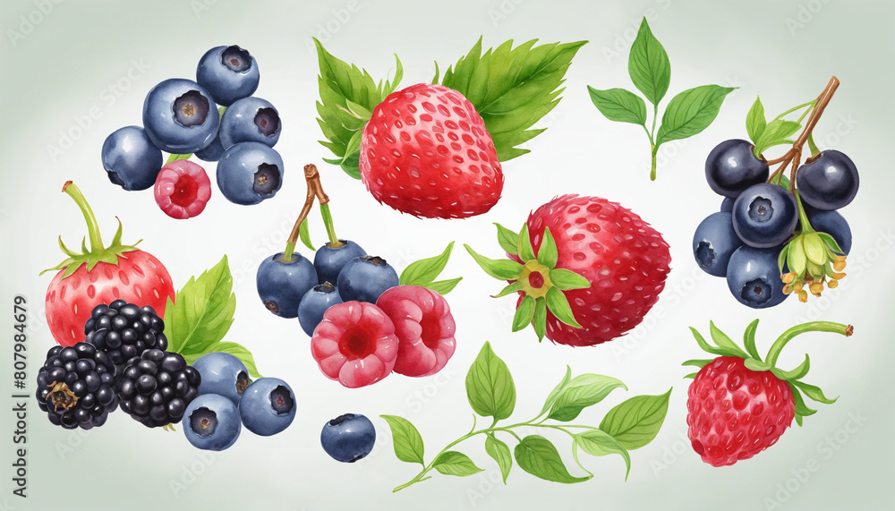Poster ai-generated collection of botanical elements in soft watercolor, perfect for graphic design layouts