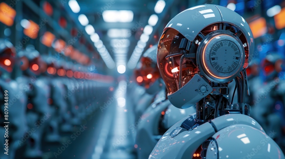 Poster artificial intelligence and automation, ai robot futuristic concept.