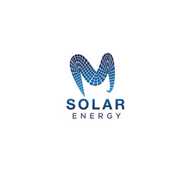 Solar Letter M photovoltaic logo sign