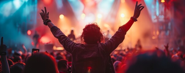 A person attending a concert, enjoying the music and the atmosphere