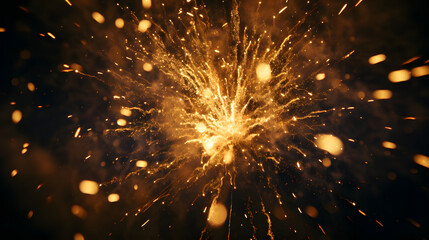 Digital yellow gold exploding firework illustration abstract graphic poster web page PPT background