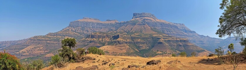 An expansive landscape showcasing a high rock hill