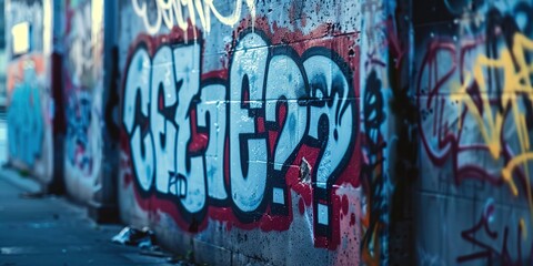 Naklejka premium graffiti wall on streetside along the alley, Generative Ai