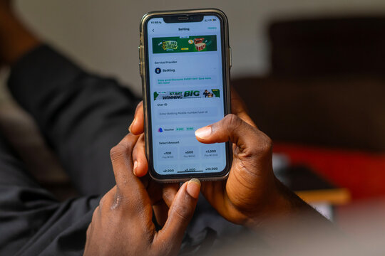 Lagos, Nigeria - May 5 2024 : Closeup logo of African fintech OPay on iPhone. Opay is a Nigeria based company that facilitates mobile and betting transactions through its smartphone app.