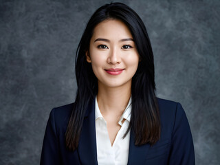 Fototapeta premium A woman in a business suit is smiling for the camera