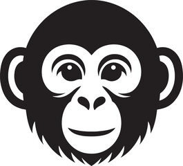 Fototapeta premium Monkey Face illustration vector flat black and white clipart icon design template