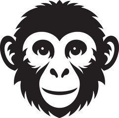 Fototapeta premium Monkey Face illustration vector flat black and white clipart icon design template