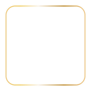 Golden square frame with rounded corners. Vector outline thin aesthetic geometric shine border for invitations design