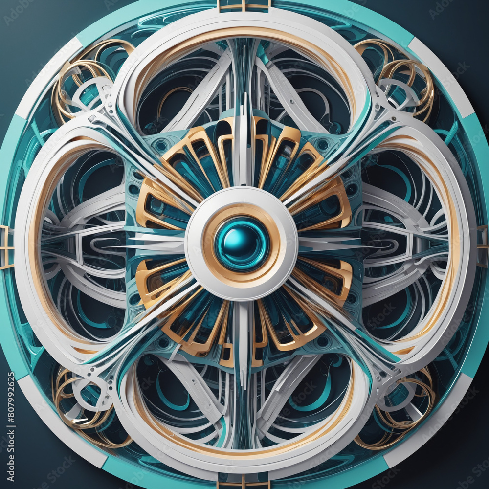 Fototapete abstract futuristic 3d render design created with generative ai technology, featuring colourful grad