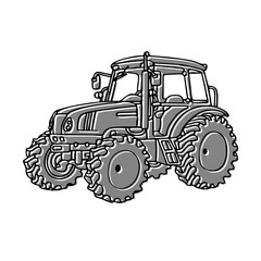 Illustration of agricultural tractor for cultivation and harvesting 