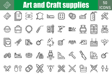 Art And Craft icon set. Containing eye, scissor, pencil, rular,pin and more. Vector web icons collection