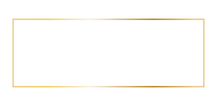 Golden rectangular thin frame. Vector outline thin aesthetic geometric shine border for invitations design