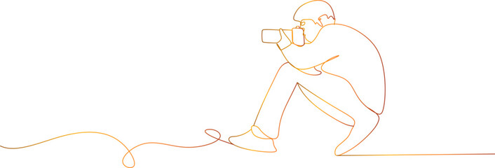 Photographer with camera. World photography day concept.