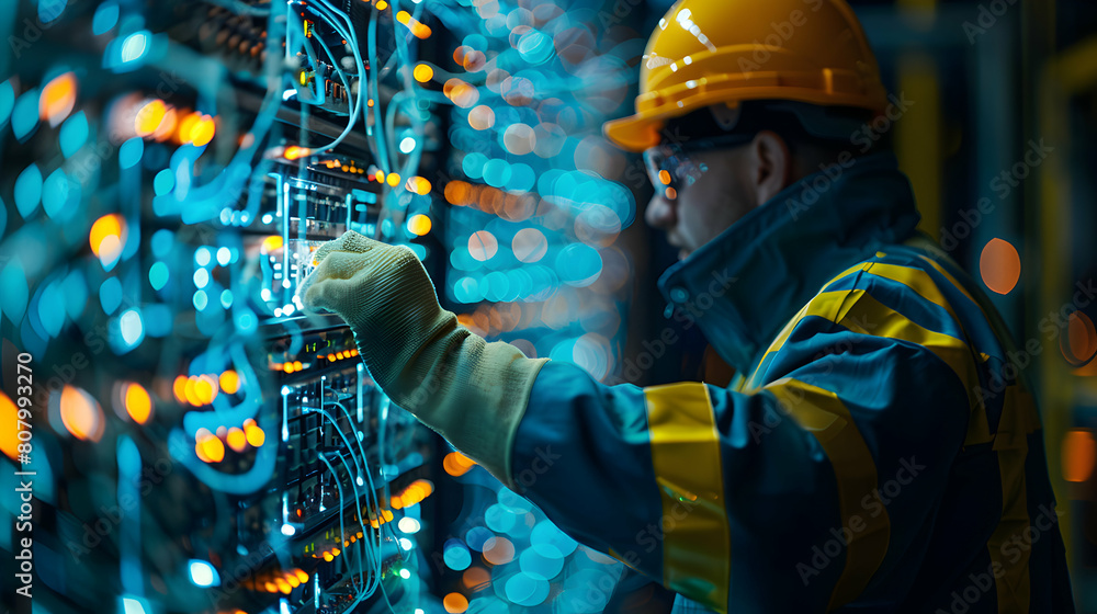 Poster professional electrical engineer configuring control system for manufacturing plant automation proto