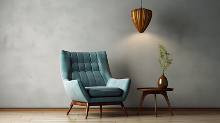 A stylish mid-century modern chair in a minimalist living room, adding retro flair to contemporary decor