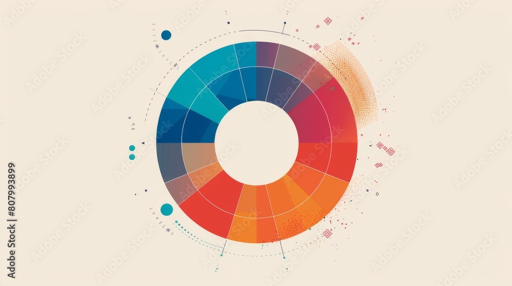 Poster a donut chart displaying data composition, with a central hole for additional context