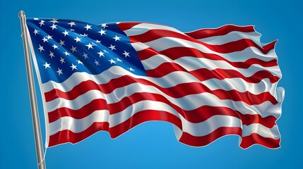American Flag Waving on Independence Day National Patriotic Background