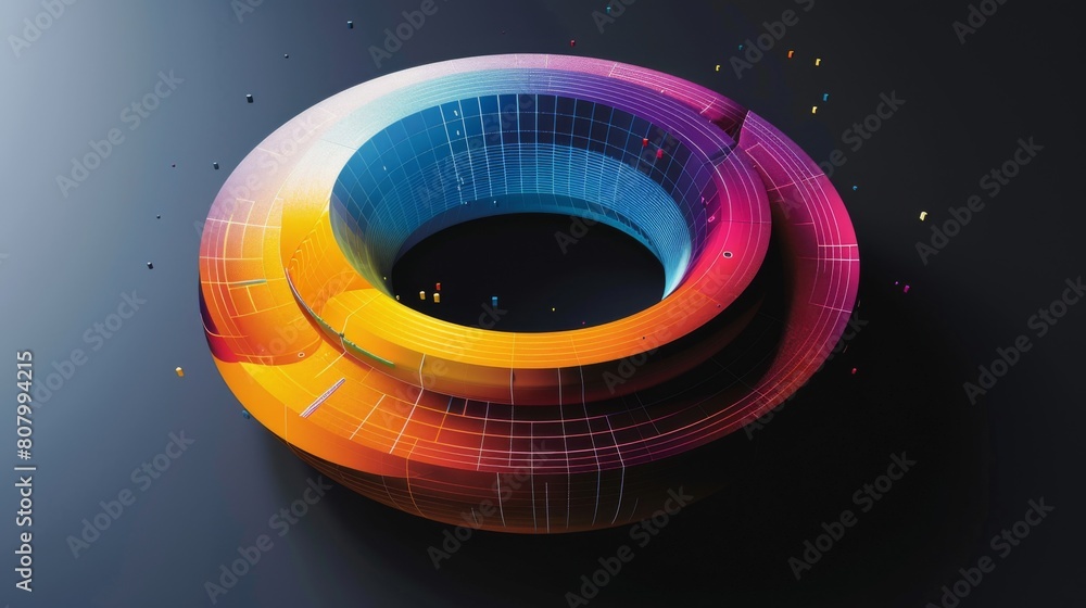 Poster a donut chart displaying data composition, with a central hole for additional context