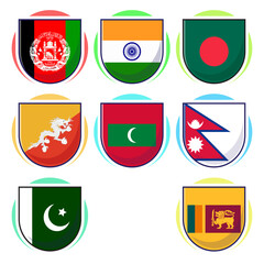 Obraz premium Cute cartoon vector illustration of South Asian countries flag icon mascot collection