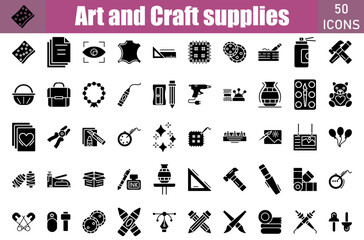 Art And Craft icon set. Containing eye, scissor, pencil, rular,pin and more. Vector web icons collection