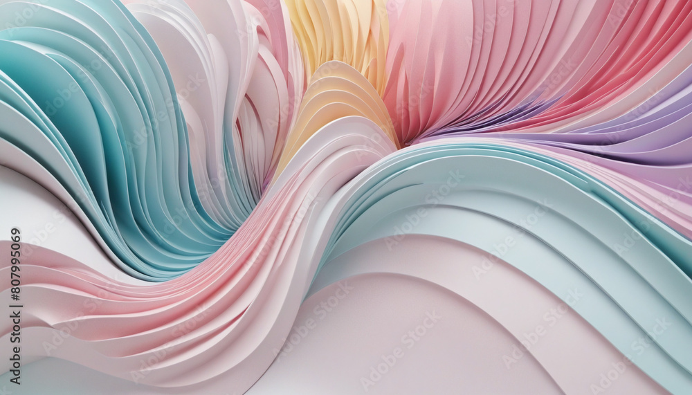 Poster pastel colored 3d abstract design with a touch of fantasy and sparkling illusion