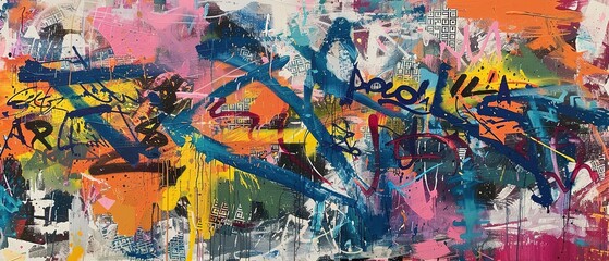 grungy artistic messy graffiti wall abstract background, Generative Ai