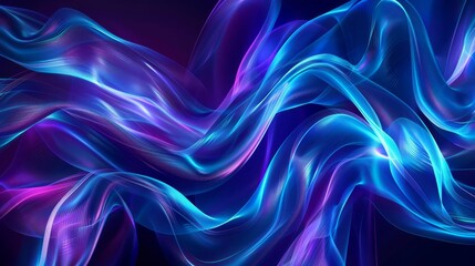 Fototapeta premium Ethereal background of swirling, ribbonlike lines, glowing intensely to represent the magical and vibrant flow of technological energy