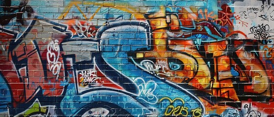 Fototapeta premium grungy artistic messy graffiti wall abstract background, Generative Ai