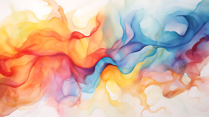 An abstract watercolor representation of the sound of laughter, in bright and uplifting colors