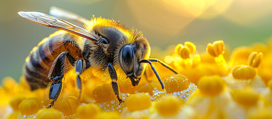 Pollen Patrol: High-Definition Bee in Spring Blossoms ,generated by IA