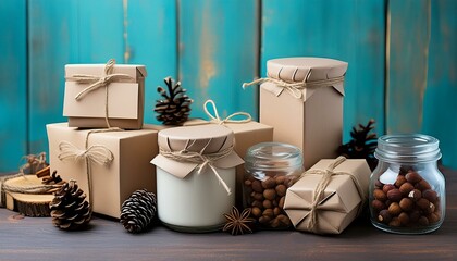 Pine cones and blank packaging for a line of artisanal goods that celebrate the charm and simplicity of rural traditions