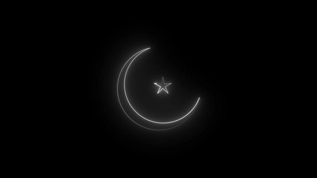 star and crescent sign icon animation, Moon and star icon animation