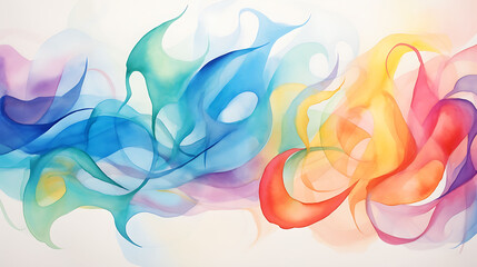 An abstract watercolor representation of the sound of laughter, in bright and uplifting colors