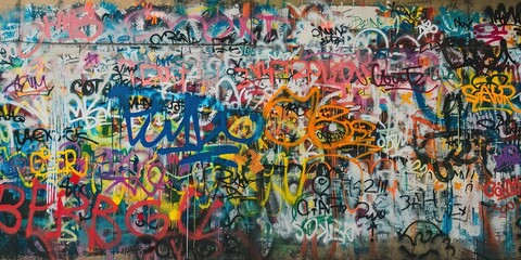 Obraz premium grungy artistic messy graffiti wall abstract background, Generative Ai