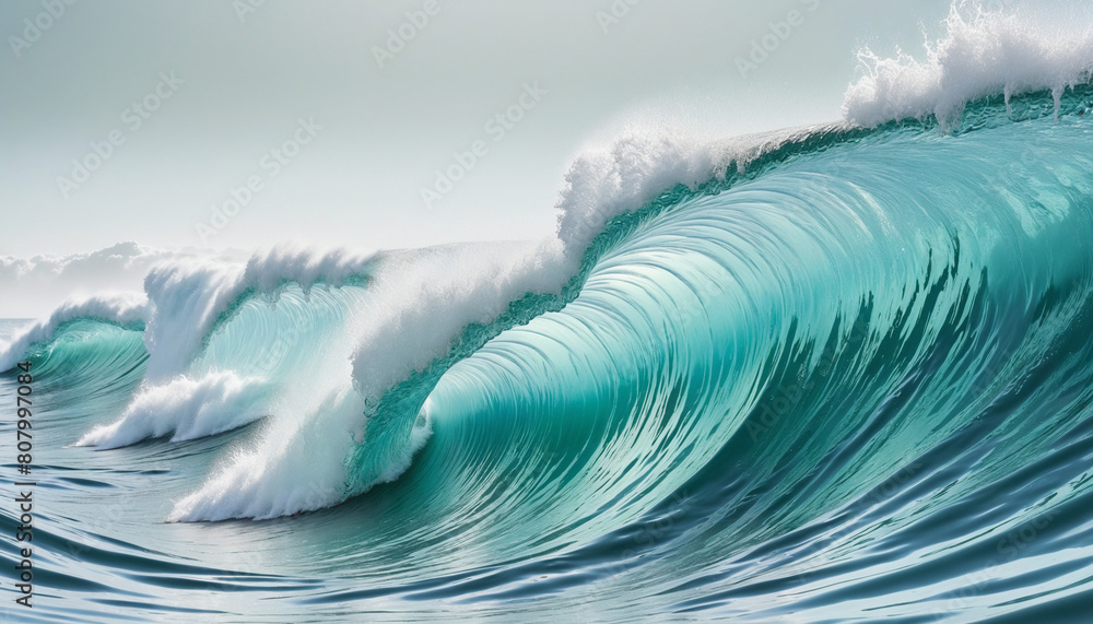 Poster shimmering oceanic dreams, waves frozen in an abstract futuristic 3d texture isolated on a transpare