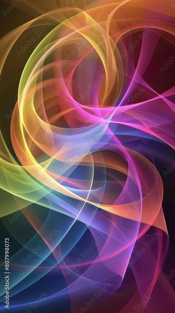 Aufkleber abstract technology backdrop featuring smooth, swirling ribbons in a spectrum of colors, depicting t