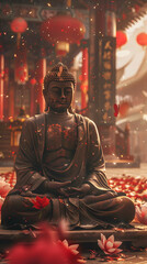 Buddha statue, mindfulness meditation serenity peace spirituality enlightenment