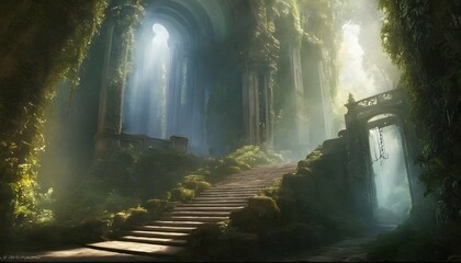 An ethereal staircase ascending to the gates of pa upscaled 3