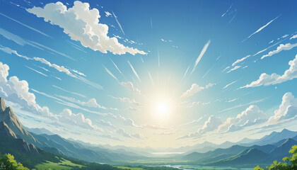  Midsummer Watercolor Sky: A Generative AI Illustration of Heavenly Blue Skies 