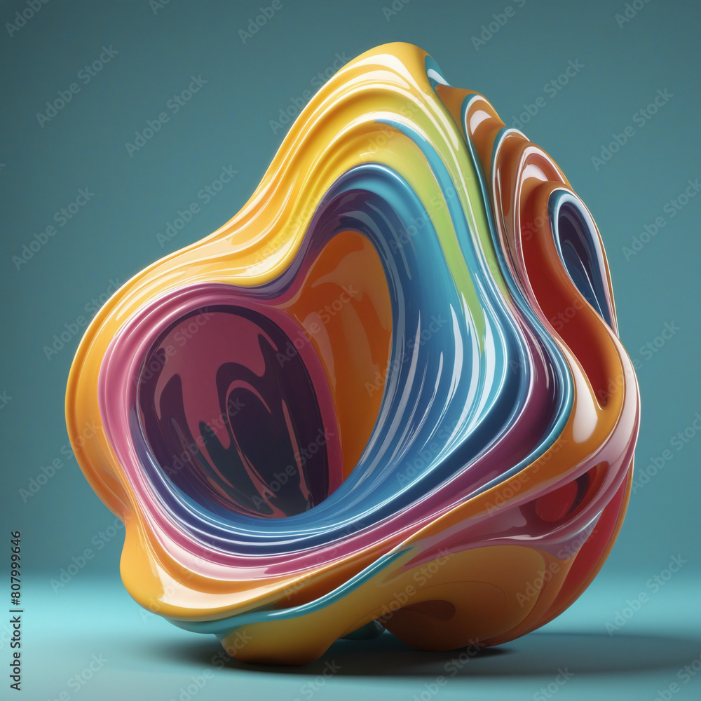 Poster a futuristic generative ai design of a three-dimensional, colourful, and gradient swirl, isolated on