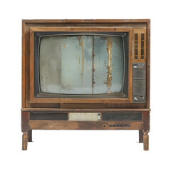Three old televisions are stacked on top of each other