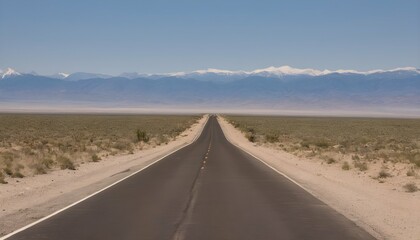 A rugged desert road leading to distant mountains upscaled 3
