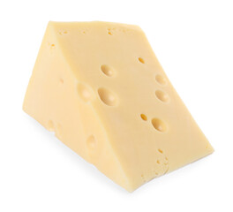 Piece of delicious cheese isolated on white