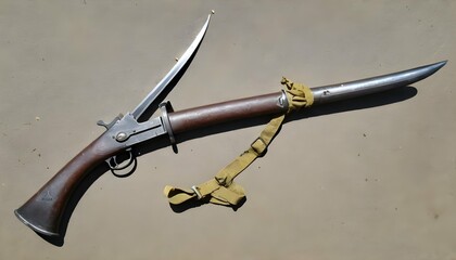 A traditional bayonet affixed to the end of a rifl upscaled 4
