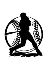 Baseball Player | Outdoor Sports | Pitcher | Baseball Team | Baseball Bat | Open Field Game | Ball | Home Run | Original Illustration | Vector and Clipart | Cutfile and Stencil