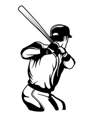 Baseball Player | Athlete | Pitcher | Baseball Team | Baseball Bat | Shortstop | Ball | Home Run | Original Illustration | Vector and Clipart | Cutfile and Stencil