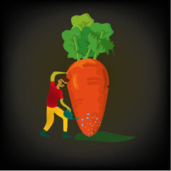 The logo of the farmer's stash. A person waters a vegetable garden, a plant, a plantation, an advertisement for fertilizers, a logo for agricultural activities, farmers. Crops, plants, fertilizers, fe