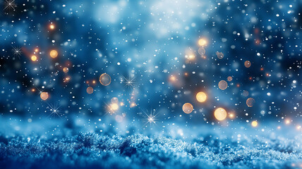 A snowflake is on a blue background with a blurry effect