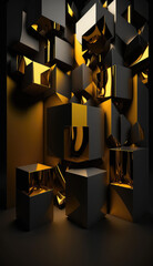 Luxurious Gold and Black Geometric Composition
