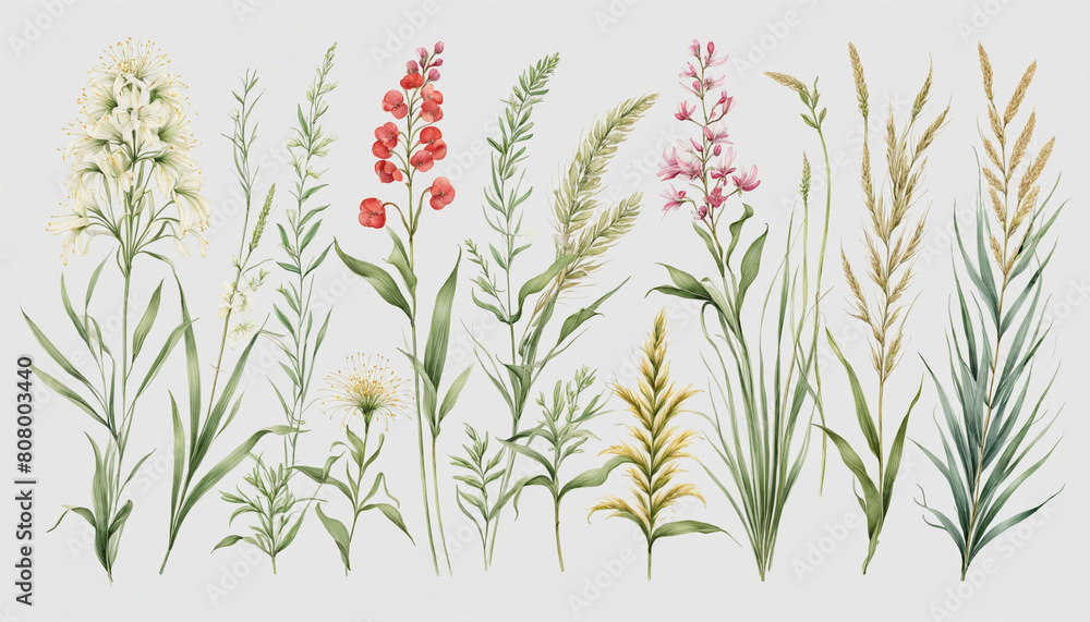 Poster ai-generated botanical design collection featuring a selection of vector graphics of various plants,